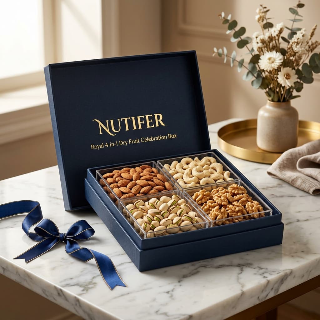 Nutifer Royal 4-in-1 Dry Fruit Celebration Gift Box (1kg)