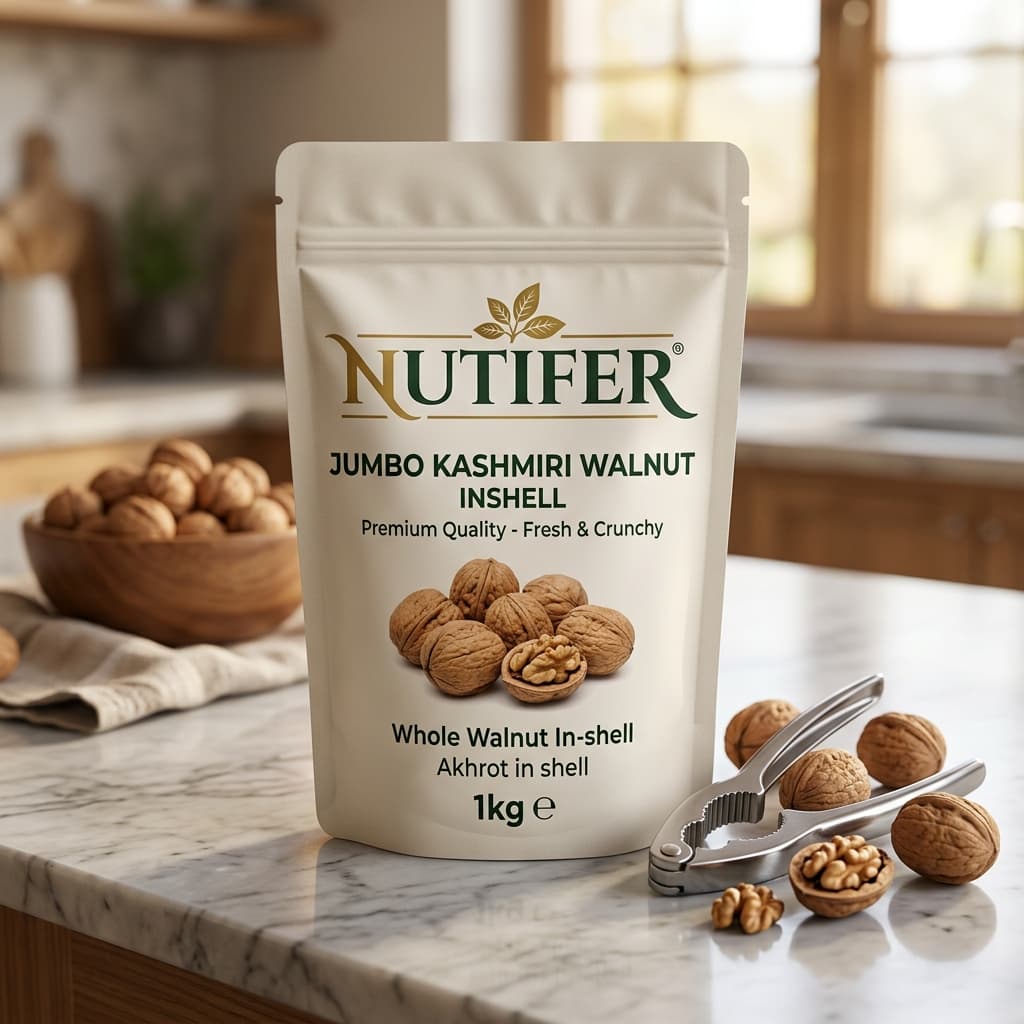 Nutifer Jumbo Kashmiri Walnut Inshell with Nut Cracker (1kg)